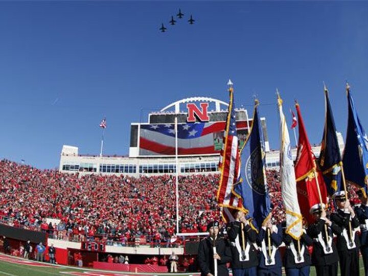 UNL Color Guard at a football game