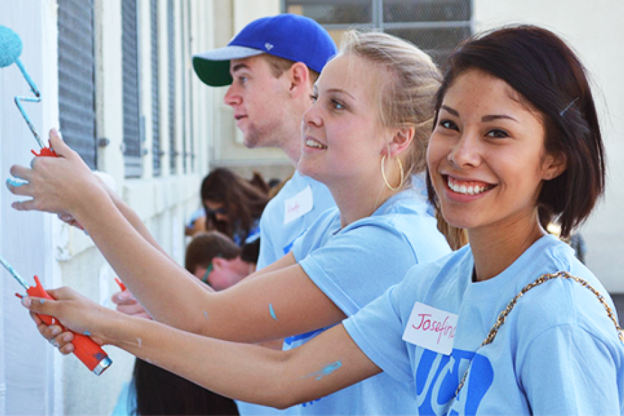 Volunteers painting 