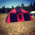 Black and red tent