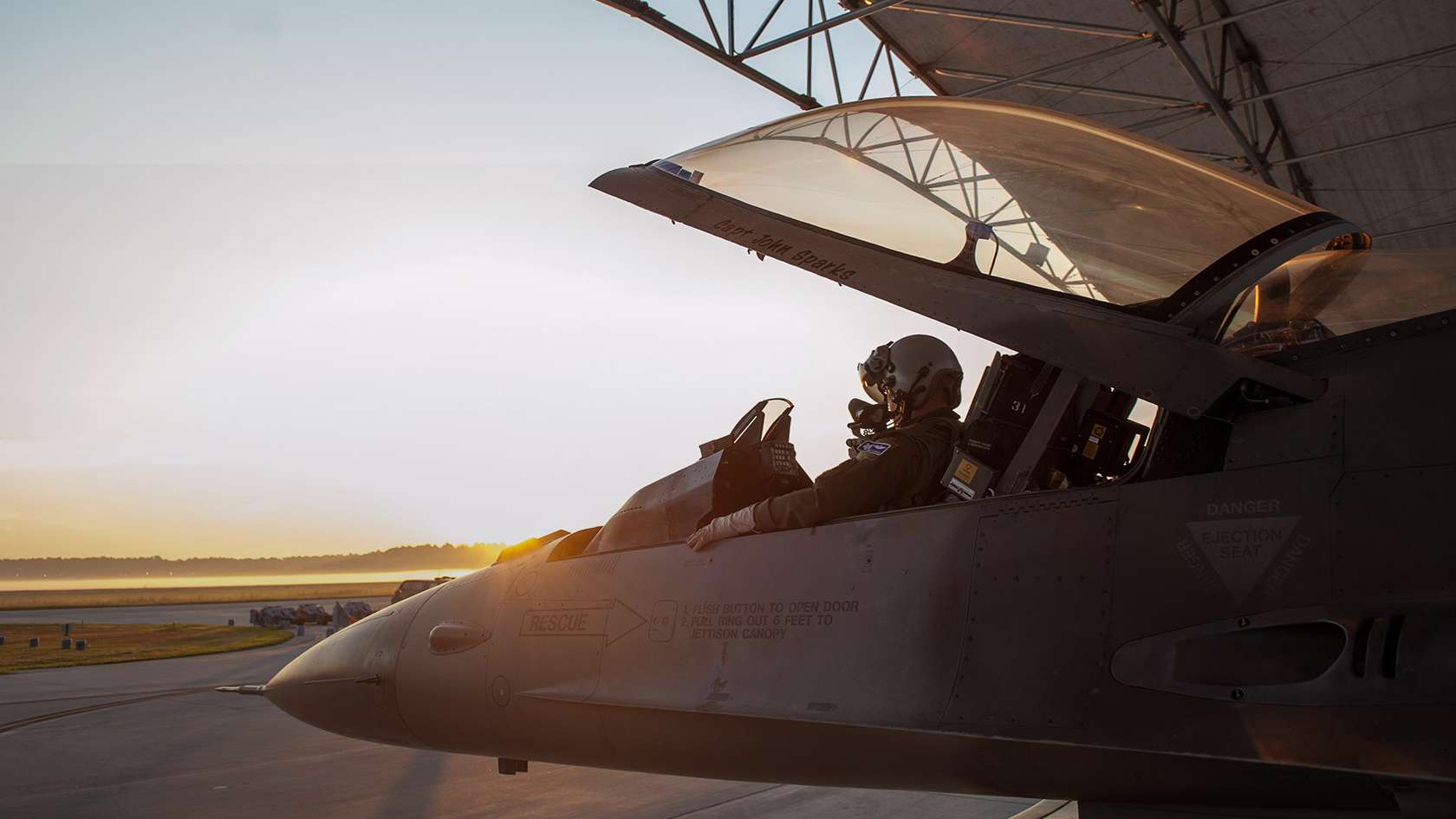 Pilot in cockpit