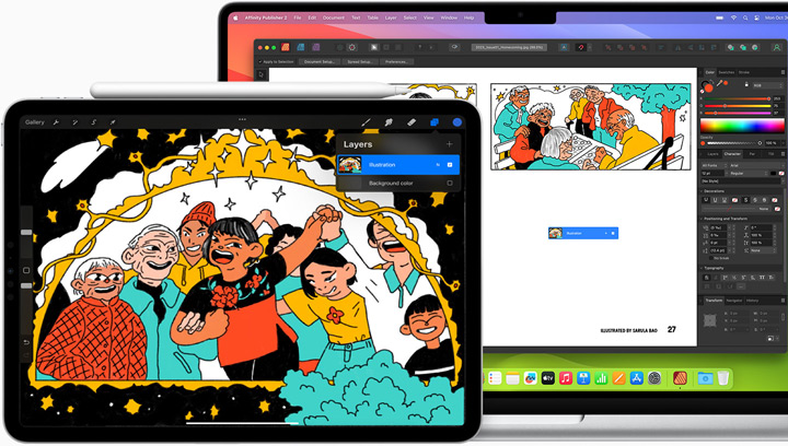Un esempio della possibilità di creare un’illustrazione con iPad e MacBook Pro