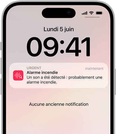 Alarme incendie générée par la Reconnaissance des sons sur iPhone