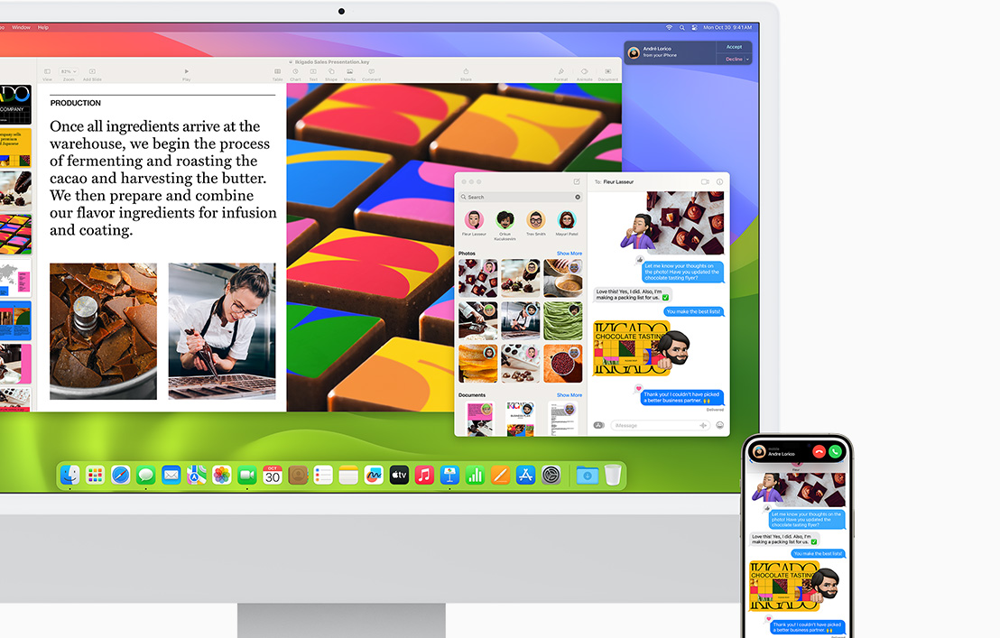 ข้อความเดียวกันและสายเรียกเข้าบน iPhone 15 สายเดียวกันเปิดอยู่ทั้งบน iMac และ iPhone