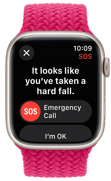 A front view of Apple Watch with the SOS feature activated.