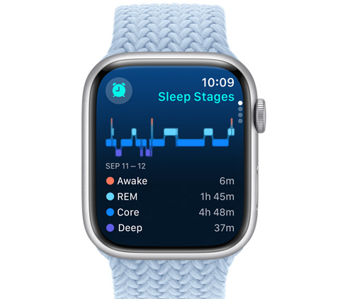 A front view of a watch showing Sleep Stages.