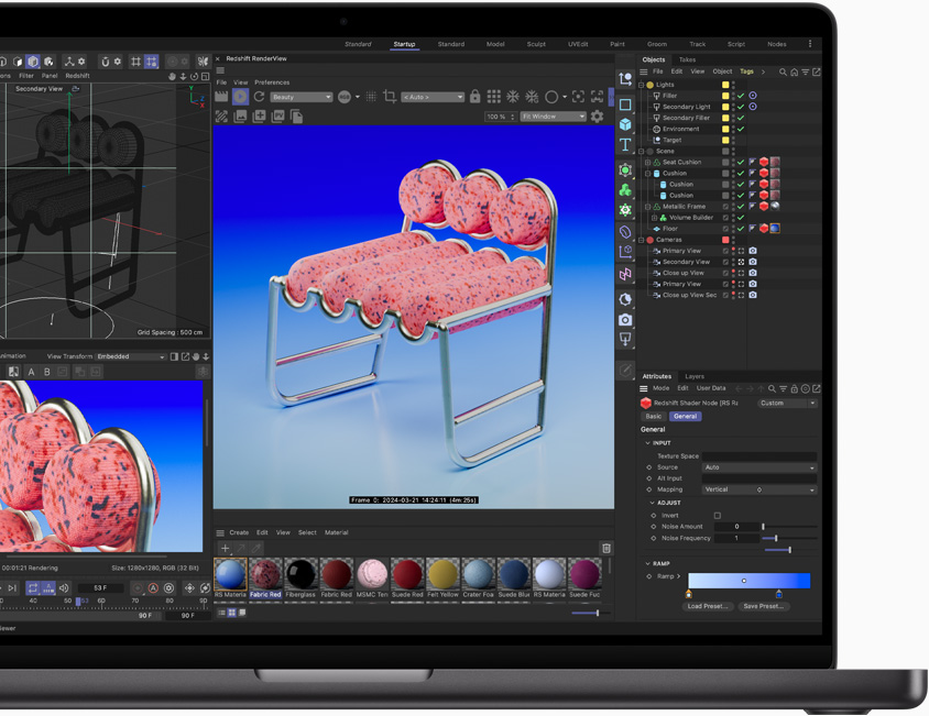 Cinema 4D bir MacBook Pro’da gösteriliyor