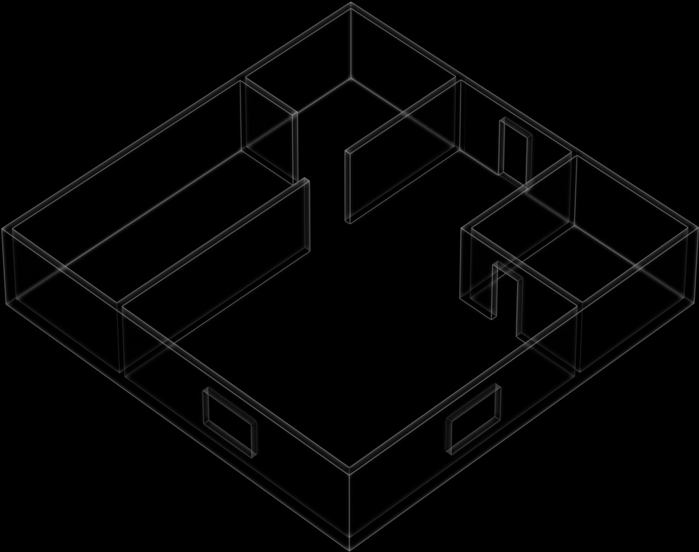 Animation of various Siri commands written over a home's floor plan 