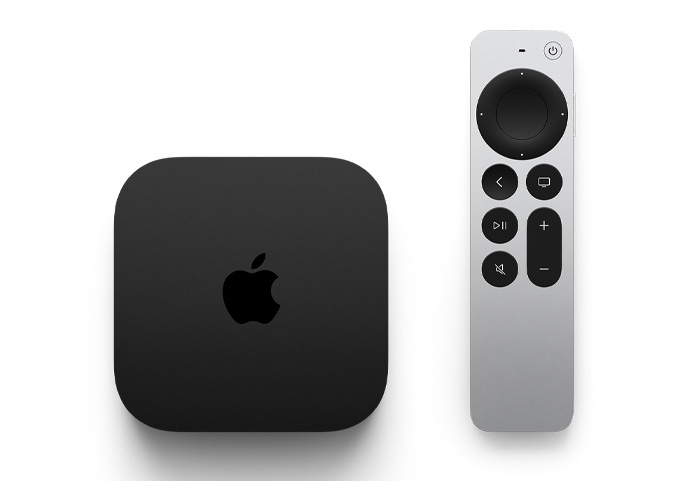 Image shows Apple TV 4K and Siri Remote