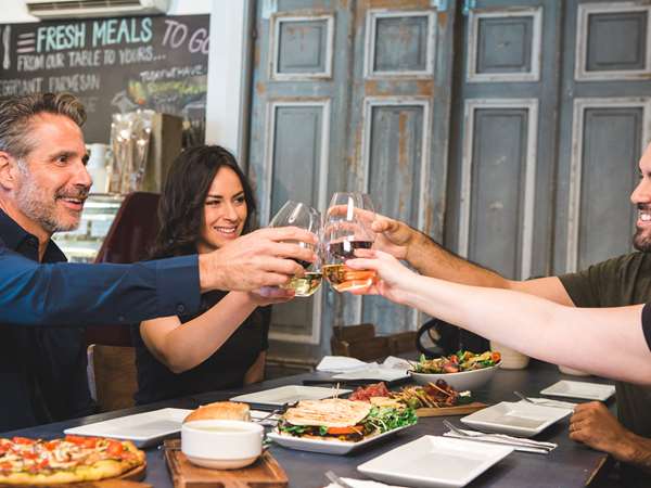 Customers enjoying food 