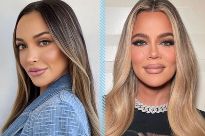 A split of Farrah Brittany and Khloe Kardashian.