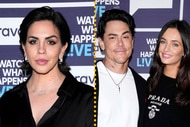 A split of Katie Maloney, Tom Sandoval, and Victoria Lee Robinson.