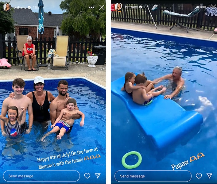 A series of Brittany Cartwright's family in a pool