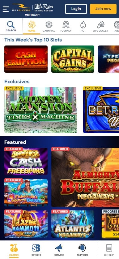 BetRivers Casino Michigan homepage