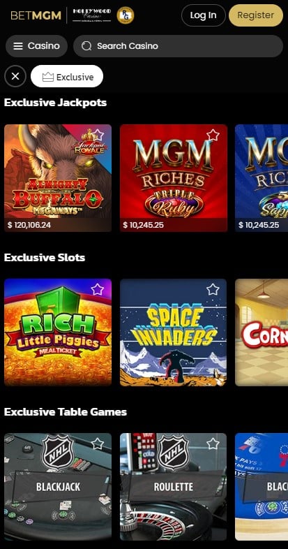 The image shows the game lobby for BetMGM Pennsylvania online casino.