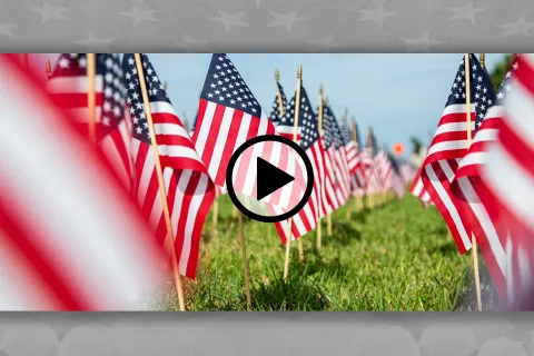 American flags flying