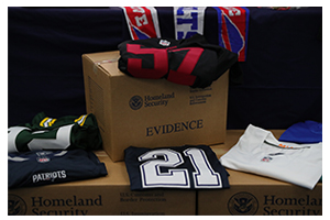 Photograph of seized counterfeit merchandise