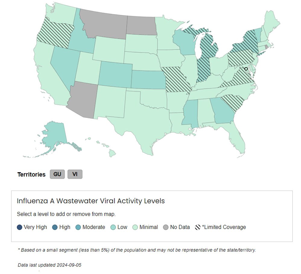 Influenza A Wastewater Viral Activity Levels