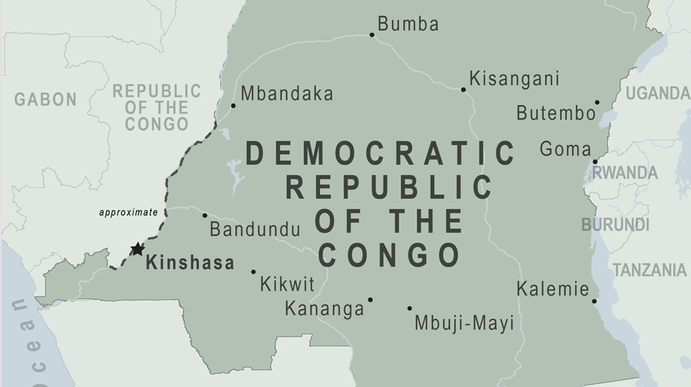 Map of Democratic Republic of the Congo