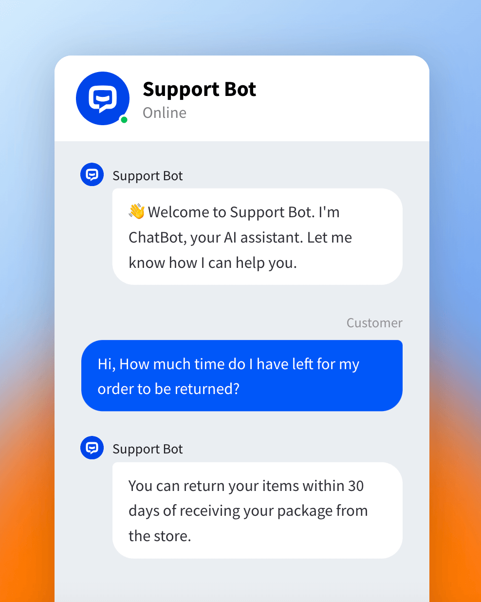 The process of creating an AI chatbot widget in ChatBot software. Data from a website is scanned to provide the knowledge needed to allow the bot to host conversations with customers. The created bot can simulate chats hosted by a real person.