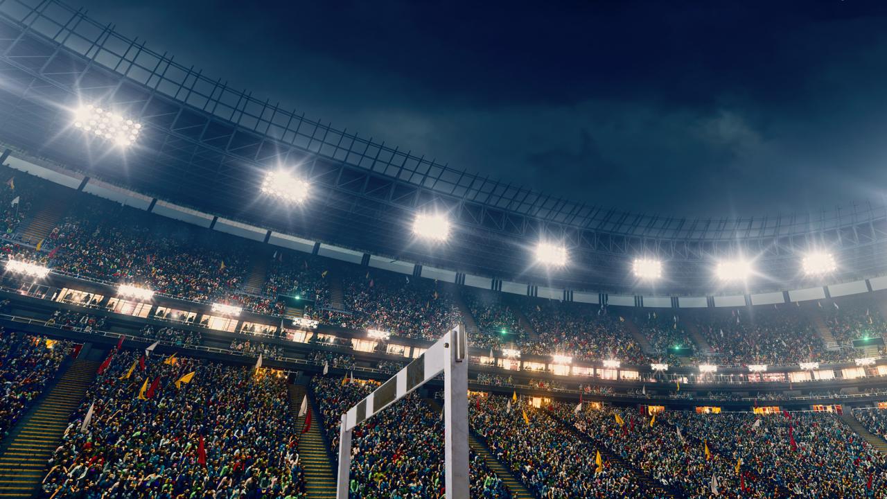 Stadium with bright lighting