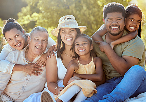 A family smiling