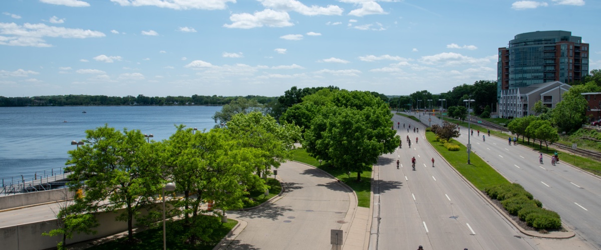 Bikers on John Nolen for Ride the Drive.