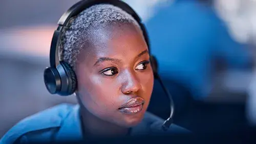 Woman working at a call center