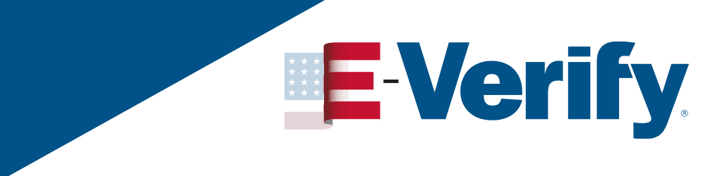 Cartel mostrando el logotipo de E-Verify.