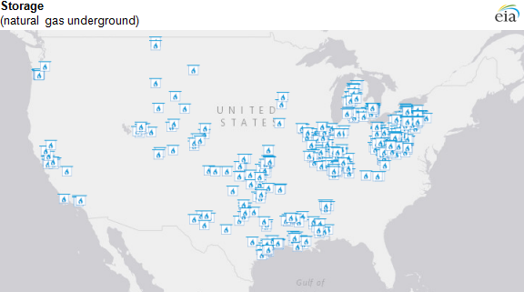 map of natural gas underground storage, as described in the article text