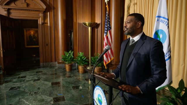 Administrator Regan at the podium speaking at an Administrative Law Judge Swearing-In