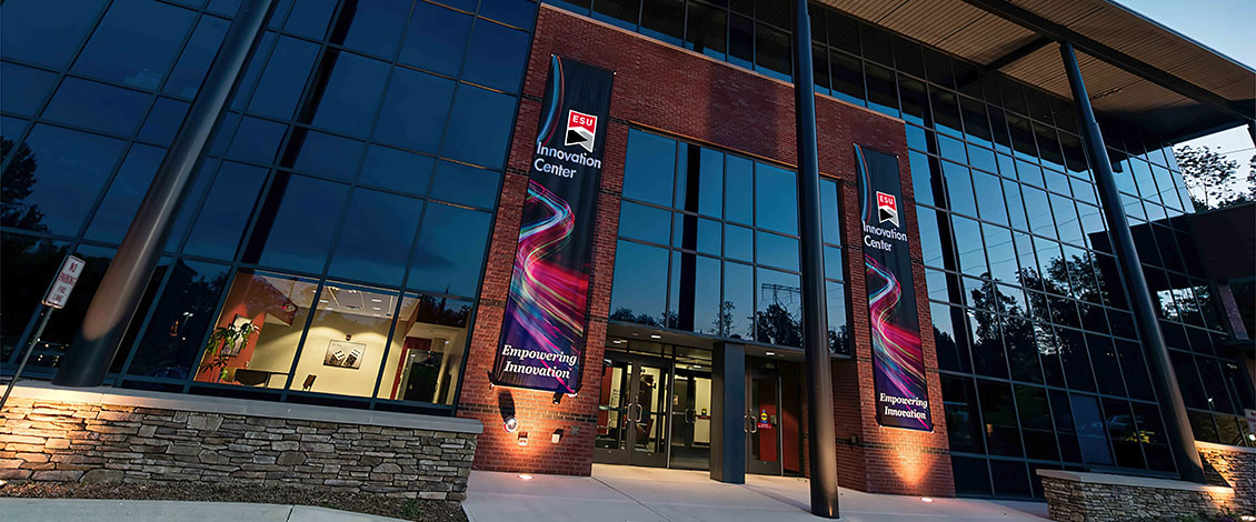 The Innovation Center building at night