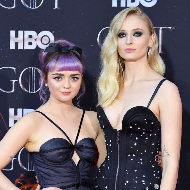 Maisie Williams and Sophie Turner at GoT s8 premiere