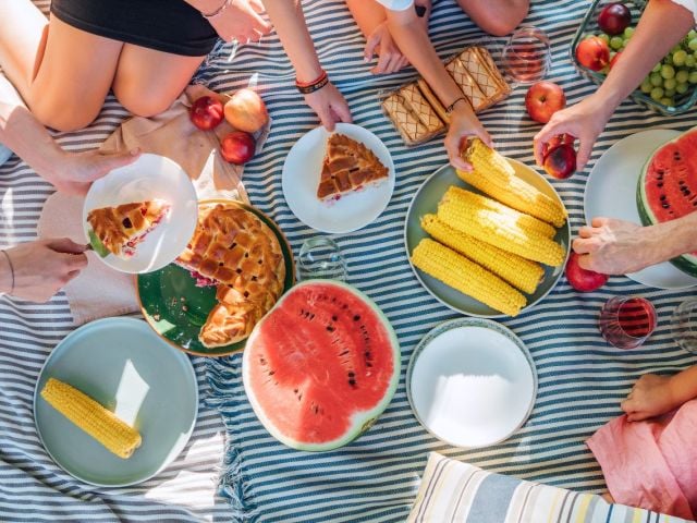 Group having a picnic