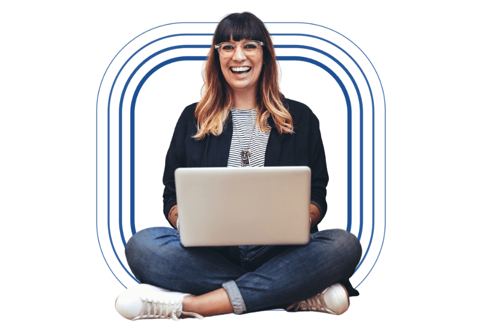 Woman smiling with laptop