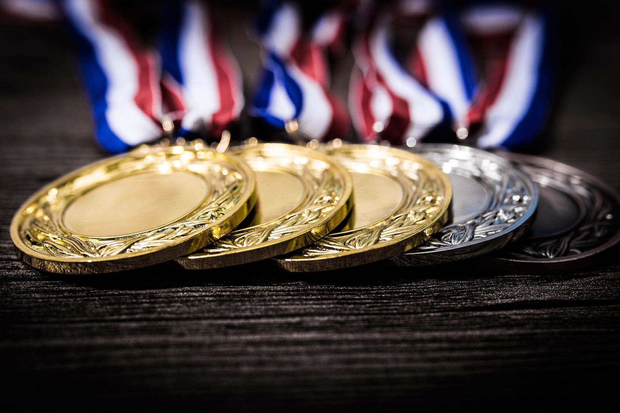 Metal medal on black background