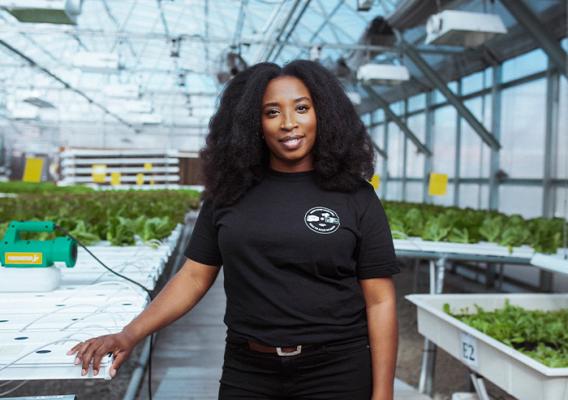 Person standing in greenhouse