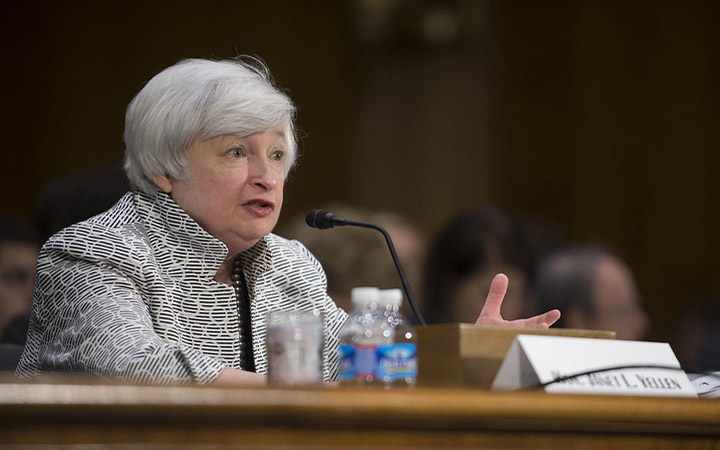 <p>Chair Janet Yellen presents the Monetary Policy Report to the Congress, July 15, 2014 (via the <a href="https://www.flickr.com/photos/federalreserve/14682300793/in/album-72157712668316038/">Board of Governors flickr</a>)</p>