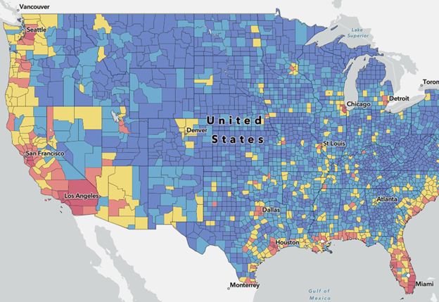 Map to support the National Risk Index tool