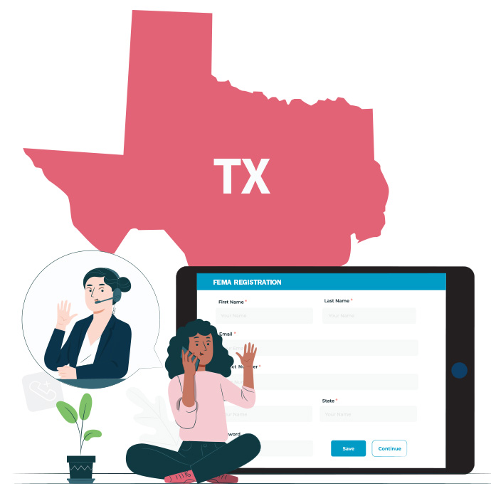 A graphic showing the state of Texas and components related to individual assistance.