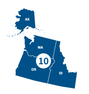 Illustration of the outline of FEMA's Region 10