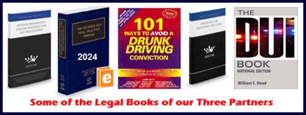 Atlanta DUI Lawyers William Head, Cory Yager and Larry Kohn. GA DUI Attorneys and Legal Book Authors on fighting DUI cases for clients; our three award-winning Georgia Drunk  Driving Defense Lawyers are the leaders of the DUI attorneys in Georgia for law book publications.