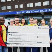 Inverclyde Royal Hospital staff raise cash for Aid For Education through Kiltwalk.