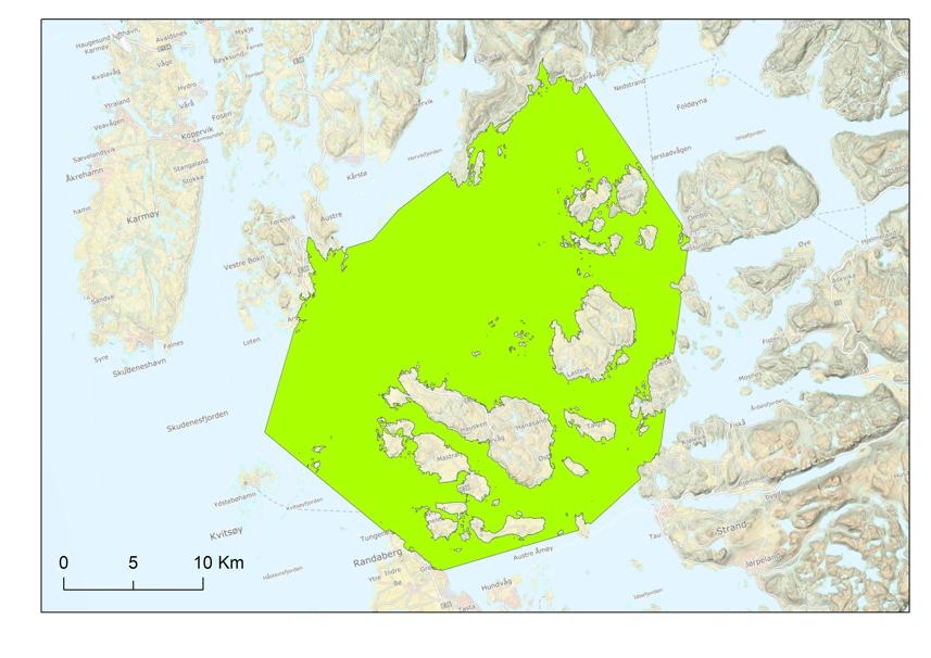 Kart som viser område for Tråling etter laks