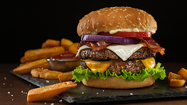 Double cheeseburger and fries.