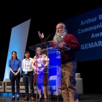 Presentation of the Arthur Burrell Community Hero Award during the 2024 Animal Care Expo in San Antonio.