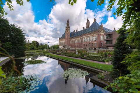 View of the Peace Palace garden