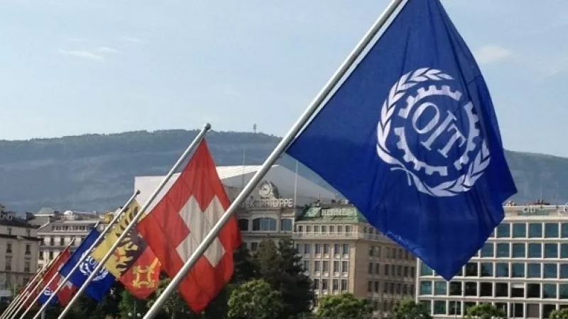 ILO flag on Mont Blanc bridge
