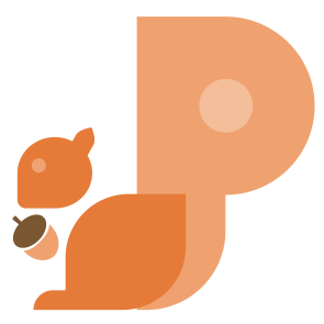 Playscape logo depicting a fox squirrel, a member of our local biodiversity