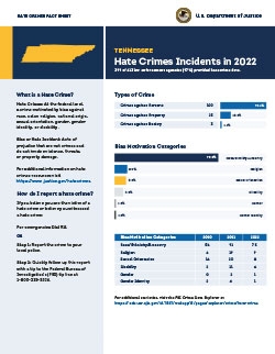 Image of the 2022 Tennessee Hate Crimes Fact Sheet