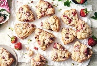 Roasted Strawberry and Pistachio Scones